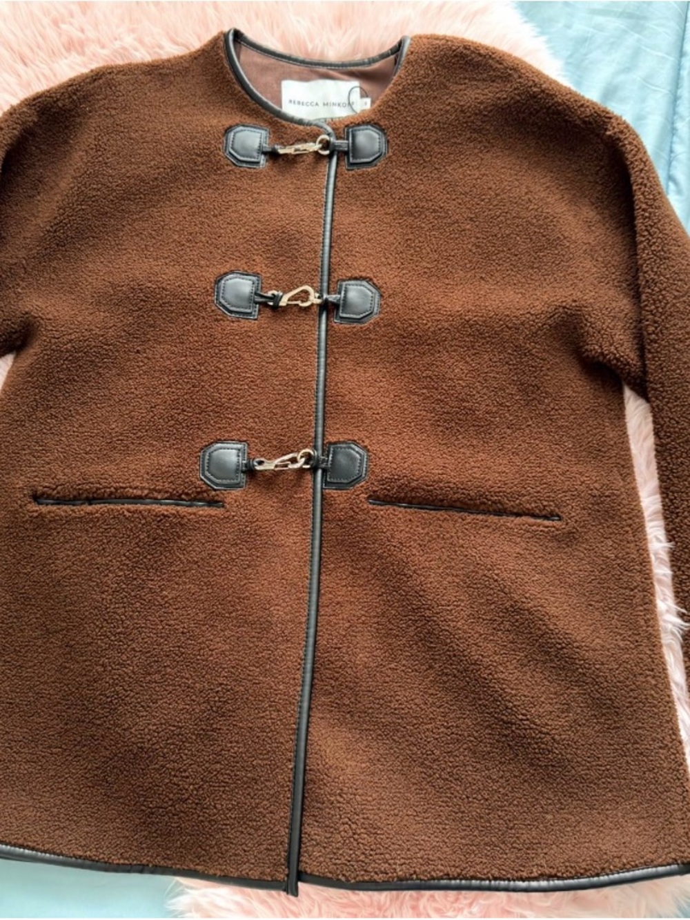 Rebecca Minkoff Brown Toggle Fleece Pea Coat